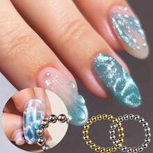 圆形美甲猫眼凝胶磁性笔，5mm 指甲圆形磁珠，冰花水波纹美甲凝胶指甲油 3D 猫眼美甲彩绘强力磁铁棒美甲 DIY 工具 - 彩色 - 查看 3