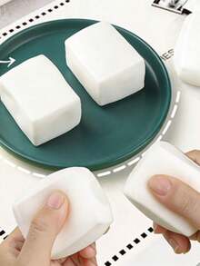 1 pieza de juguete de presión reducida para exprimir el tofu, juguete de rebote lento de material TPR para reducir la presión, juguete de dados fluidos creativos para exprimir, juguete de reducción de presión con simulación de postre esponjoso - Multicolor - Ver 2