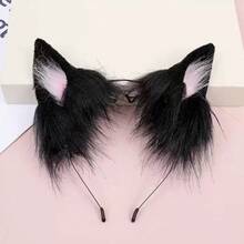 Black Cute Cat Ear Headband, Inspired By Wolf And Fox, Fluffy & Washable, Cosplay Prop, Anime Lover Halloween Gift - Multicolor - View 13