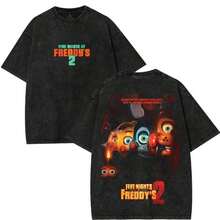 "Fnaf 2 Animatronic Line-Up" – 's 2 Movie & Game Y2K Oversized Cotton Washed Hoodie, Vintage Graphic Pullover, Double-Sided Printed Unisex Retro Streetwear, Soft Fleece Gamer Apparel, Hoodie Menswear Gift For Movie Fan Lover Merchsummer Outfits For Womenmens Clothes - màu đen - Xem 1