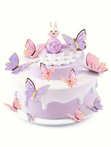 40pcs Butterfly Shaped Cake Decorations, 3D Paper Butterfly Cupcake Toppers, Women's Birthday Anniversary Party Decor, Pink & Purple Butterfly Wall Stickers Backdrop, Suitable For Wedding, Party, Birthday, Anniversary, Theme Party, Decoration, Home, Cake, Mother's Day - A - View 4