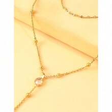 Cute Goth Y2K Aesthetic Luxury Shiny Back Necklace For Brides, Elegant Two-Layer Design With Delicate Pendants, Perfect For Wedding Dress, Evening Gown, Prom And Formal Occasions. Lightweight & Comfortable To Wear, Stylish Body Jewelry To Highlight Back Lines. Ideal As Bridal Gift, Bridesmaid Gift Or Wedding Accessory, Exquisite Golden Decor Enhances Romantic & Elegant Temperament For Big Days. - 金色 - 查看 3
