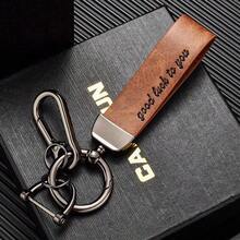 Universal Custom Car Leather Keychain - "Good Luck To You" Engraved Design, Durable PU Leather + Zinc Alloy Hardware, Personalized Customization, Universal Fit For Car & Home Keys, Portable Anti-Loss Accessory, Available In Black, Brown And Grey - A - View 11