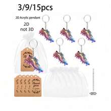 2d Flat, 2d Flat Design Gift Suitable For Both Men And Women, 3/9/15 Pcs Keychain Set Features Soccer Shoe-Shaped Keychains And Mesh Bag, Greeting Card,As For Party Favors, Soccer Shoe-Shaped Pattern Keychain,Compatible With Backpacks, Keys, Wallets - Style Keyring,Perfect For Bags & Car Keys,Car Keys, Backpacks & Bags , Bag Pendant, Acrylic Keychains With 2d Designs,Gift For Her/Him - Multicolor - View 10