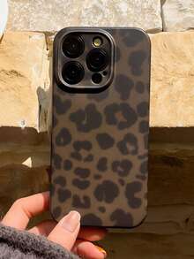 Gepard, Leopardmönster Minimalistiskt Frostat Gradient Brunt Grönt Bärnstensfärgat Leopardmönster Mobilskal Kompatibelt med 17ProMax/17Pro/17/16ProMax/15ProMax/14ProMax/13Pro/12/11/16/15/14/13 - Mörk Grön - Visa 2