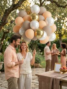 29PCS Blush Beige Party Balloon Set Round Helium Balloon Birthday Decoration, Romantic Luxury, Retirement Party Wedding Birthday Graduation Celebration Home Decoration Birthday And Themed Party Supplies - Màu be hồng - Xem 3