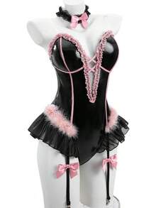 FCCAM Bunny Costume Adult Womens Bunny Bodysuit Halloween Cosplay Suit - trắng - Xem 2