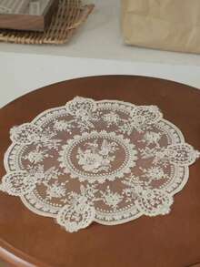 4pcs Vintage French-Style Lace Placemats, Chinese-Style Tablecloths, And Decorations For The Dining Area; Ideal For Decorating Weddings, Parties, And Christmas Holidays, As Well As Being Essential Items For Home Use In Autumn And Exquisite Gifts. - White - View 8