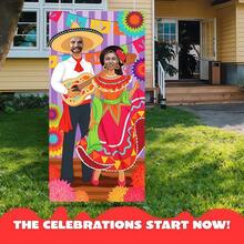 1pc Summer Mexico Couple Photo Frame, Party Theme Photography Backdrop, Mexico Theme Birthday Party Supplies, Mexico Decor, Photography Backdrop Decor, Yard Decor, Party Decor - A - View 2