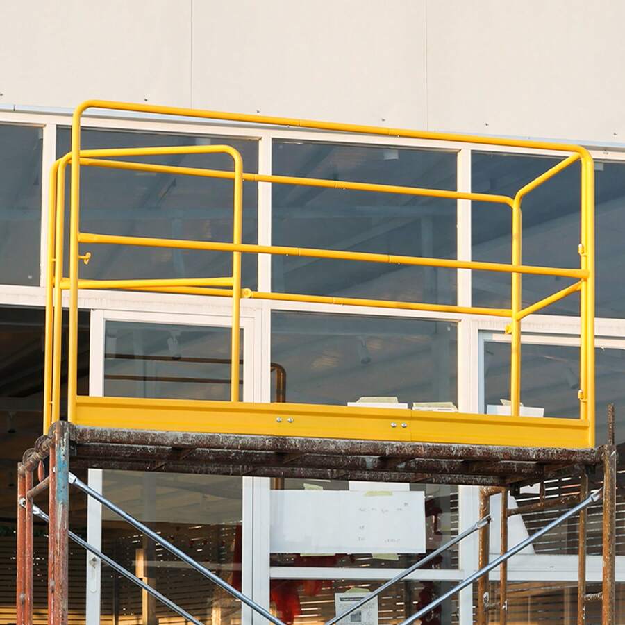 6 Foot Scaffolding Safety Guardrail Rustproof Solid Carbon Steel Scaffold Guard Rail Of 55.4 Lbs Load Capacity Baker Style Metal Guardrails Accessory System For Scaffolding Platform Yellow - 6 Foot - View 1