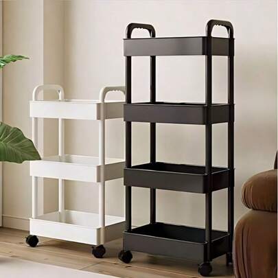 Xe đẩy lưu trữ khe hẹp, kệ đựng đồ nhiều tầng di động, xe đẩy lưu trữ tiết kiệm không gian, dễ lắp ráp cho nhà bếp, phòng tắm và gia đình.
