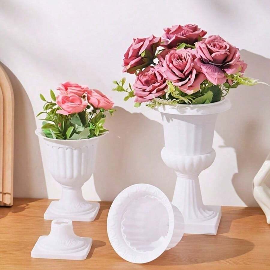 1 chậu trồng cây trang trí bằng nhựa trong suốt màu trắng kiểu Hy Lạp/La Mã có lỗ thoát nước - Chậu hoa lớn hình dáng bất đối xứng dùng trong nhà/ngoài trời, thích hợp cho đám cưới, sân vườn, hiên nhà - Thiết kế trang nhã bền chắc, đế vững chãi, phù hợp trồng cẩm tú cầu, hoa hồng, thảo mộc - Chậu trồng cây trang trí chịu được mọi thời tiết, chậu cây lớn ngoài trời.