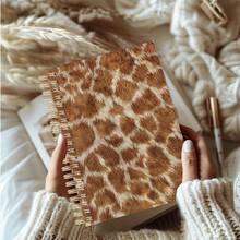 DANPERJI 1 cuốn sổ tay lò xo A5 in hình hươu cao cổ, sổ ghi chép họa tiết lông thú sắc nét (không phải lông thú thật), món quà văn phòng phẩm hoàn hảo cho người yêu động vật, thích hợp cho văn phòng và trường học. - lông hươu cao cổ - Xem 6