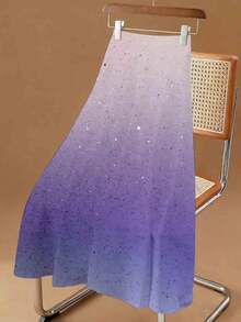 Gradient Purple Galaxy Print Skirt Fashionable Space Theme Design Perfect For Casual Wear And Party Outfits Ideal Gift For Women And Girls Who Love Cosmic Aesthetic - 黑色 - 查看 2