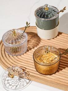 WGROOM 2pcs (1 Jar + 1 Spoon) Plastic Seasoning Jars & Jar Holders, Home/Living Room/Dining Room/Kitchen Storage Canisters, Food Storage Containers, Airtight Jars For Grains, Dried Fruits, Candies, Cookies, Bread, Weddings, Parties, Gifts, Birthdays - Multicolor - View 3