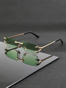 1 Pair Men's Metal Rimless Edged Personalized High-Fashion Glasses, Suitable For All Seasons, Outdoor Sports, Parties, Performances, Cycling, Driving, Summer Beach Vacation, Holiday Gifts, Daily Use - Multicolor - View 10
