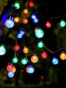 1PC Solar Bubble Ball String Lights 4/5/7m 20/30/50 LED Beads Garden Balcony Atmosphere Light Holiday Decoration Essential Outdoor Waterproof Yard Decor Light 8 Modes Crystal Ball String Easter Spring Christmas Camping Tent Atmosphere Light - 彩色 - 查看 4
