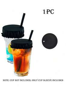 Bộ 4/1 cái ống bọc cốc uống nước tái sử dụng có lỗ cắm ống hút, bảo vệ cốc đựng đồ uống, giá đỡ cốc cho quán bar, câu lạc bộ, tiệc tùng để ngăn các vật dụng không mong muốn rơi vào cốc. - Nhiều màu - Xem 8