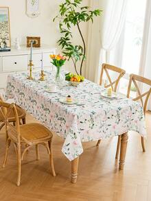 1 pieza Mantel con estampado de flores y pájaros de colores, mantel rectangular, estilo rústico para mesa de comedor en el hogar, lavable, apto para uso en el hogar, cocina, comedor, fiestas, picnics, citas, bodas, eventos temáticos, interior y exterior - Multicolor - Ver 12
