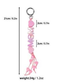 1pc Macaron Color MOM Letter Keychain, Cute Heart Tassel Pendant, Bag Charm, Car Key Chain, Mother's Day Gift, Sweet Keyring Gifts For Mother, Father, Graduation, And Teacher - Multicolor - View 8
