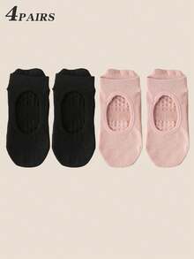 2/4/8 Pairs Women's Socks, Solid Color Assorted, Mesh Backless Non-Slip Dotted Sports Ankle Socks, Suitable For Pilates, Yoga, Indoor Sports, Birthday/Holiday Gifts - Multicolor - View 16