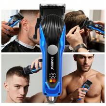 1pc USB Rechargeable Men's Electric Hair Clipper With LCD Display, Adjustable Comb, Electric Shaver - View 11