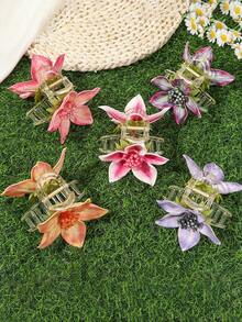 1pc Dual-Tone Orchid Flower Hair Clip, Artificial Flower Hair Accessory, Elegant For Updo Hairstyles, Weddings And Formal Events Summer Outfits Beach Claw Clips Vacay Hair Clips Beach Hair Claws - Multicolor - View 9