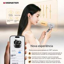 Monster Q11 True Wireless Earbuds, Semi-In-Ear Design, Bluetooth 5.4, 30H Playtime, HD Sound, Low Latency for Music & Gaming – Black - 查看 4