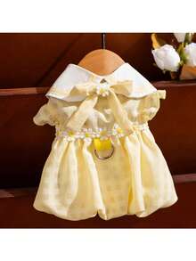 1件猫咪服装，轻盈透气泡泡格纹连衣裙，适合春夏穿着，猫咪保暖毛衣，宠物服装 - 彩色 - 查看 12