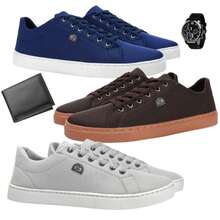 Kit Of 3 Pairs Of Men's Sneakers + Watch + Wallet - Complete Combo: Comfort, Style, And Savings - Unmissable! - 藍/棕/灰 - 查看 1