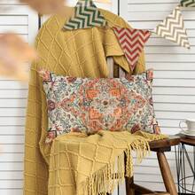 Vỏ gối sofa họa tiết thảm phong cách Bohemian, kích thước 30,48 x 50,80 cm. - Màu Cam cháy - Xem 5