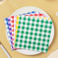 10/20/40 chiếc khăn giấy dùng một lần kẻ caro đỏ/xanh dương - Khăn giấy kẻ ô đỏ trắng dùng cho tiệc nướng, dã ngoại, nhà vệ sinh, sinh nhật, tiệc cưới, ăn uống - mô - Xem 7