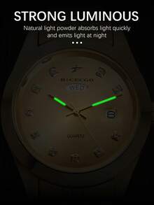 RICECGO Luxury Texture Men's Wristwatch, Exquisite Gold Strap, Rhinestone Dial With Dual Calendar Display, High-End Business Meeting Accessory - Gold - View 9