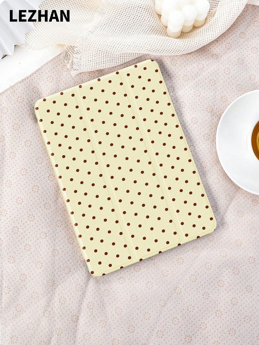Ốp bảo vệ máy tính bảng nền màu be với họa tiết chấm bi nâu, có khe cắm bút cảm ứng, chống rơi vỡ, giá đỡ gấp ba, tương thích với iPad 10.2", Pro 11" 2021/2020/thế hệ thứ 10, (A16) 11" thế hệ thứ 11 2025, thế hệ thứ 8/9/10, Galaxy Tab A8 10.5" 2022, Matepad 10.4"/Tab, hỗ trợ chế độ ngủ/thức, quà tặng cá nhân lãng mạn. - Nhiều màu - Xem 1