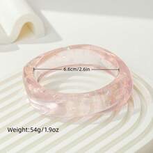 1件粉色不对称几何树脂手链，时尚优雅 - 粉色 - 查看 7