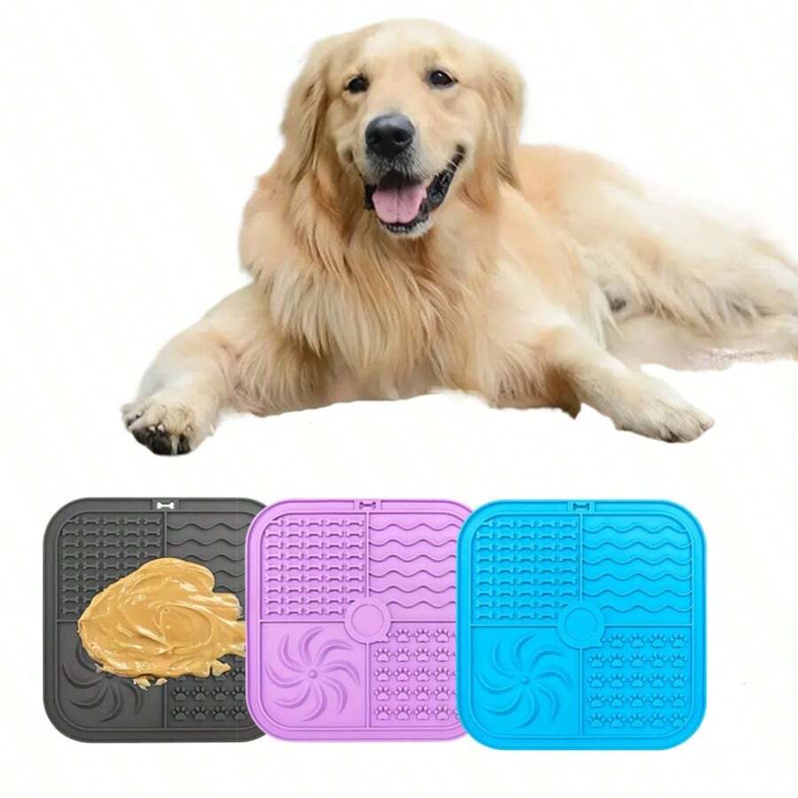 1/2 Tấm lót liếm thức ăn hình vuông cho chó, Tấm lót ăn chậm bằng silicon có giác hút, Tấm lót huấn luyện chó. - Nhiều màu - Xem 1