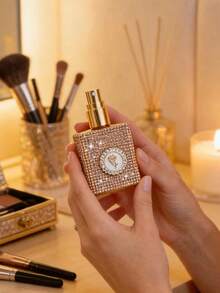 15毫升闪亮香水喷雾瓶，可重复灌装的奢华水晶喷雾瓶，闪光玻璃香水喷雾器，手工水晶瓶，防漏香水喷雾瓶，旅行香水瓶，晚宴派对香水喷雾，旅行必备 - 彩色 - 查看 6