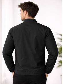 Men's Dress Jacket With Thermal Lining - Casual Business Style - 黑色 - 查看 2