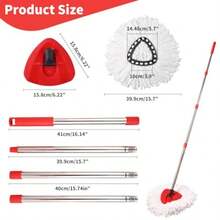 Mop Replacement Heads Handle Base Compatible With O Cedar EasyWring 1-Tank Spin Mop System 2 Microfiber Mop Head Refills 4-Section Iron Handle 30-58in And 1 Spin Base Cover Set - Trắng - Xem 3