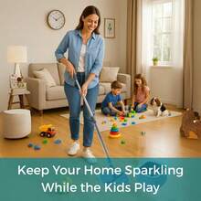 TRUE & TIDY Square Spin Mop & Bucket System – Dual Chamber For Clean & Dirty Water, 360° Rotating Self-Wringing Mop With Built-In Scrub Brush, Stainless Steel Handle & 2 Reusable Microfiber Mop Pads - Mop Bucket with 2 Mop Pads - 查看 4