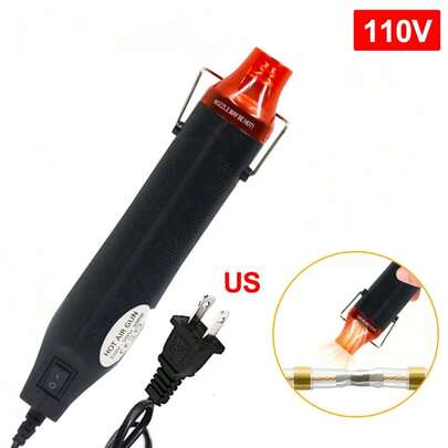Pistola de aire caliente de 220/110V, herramienta de bricolaje, herramienta de calefacción eléctrica, soplador de proceso de temperatura de soldadura, con contracción de base de soporte KTFC