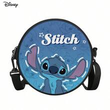 Disney Stitch Character Print Round Crossbody Bag, Multifunctional Small Round Backpack Suitable For Casual Travel, Shopping, Lightweight Durable Polyester Shoulder Bag With Zipper - One Size - View 3