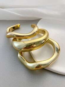1 pieza Brazalete vintage de concha dorada, minimalista y elegante, estilo de niña dulce, versátil - Dorado - Ver 6