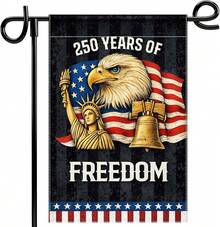 250 Years America Garden Flag 1776–2026, 250th Anniversary Patriotic Singel-Sided/Double-Sided Outdoor Yard Decor, Semiquincentennial 12*18 Inch (Black) - 樣式1 - 查看 1