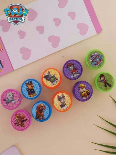 Paw Patrol 5pcs/10pcs Wangwang Team Children's Achievement Seal Set. Random Color And Style (10pcs/Box) Rubble,Chase,Rocky,Zuma,Skye,Everest,Tracker,Tuck,Ella,Rex,WildCat,Liberty Character Classroom Rewards Cartoon Stamps, Student Rewards Stamps, And Gift Packaging Labels Suitable For Teachers