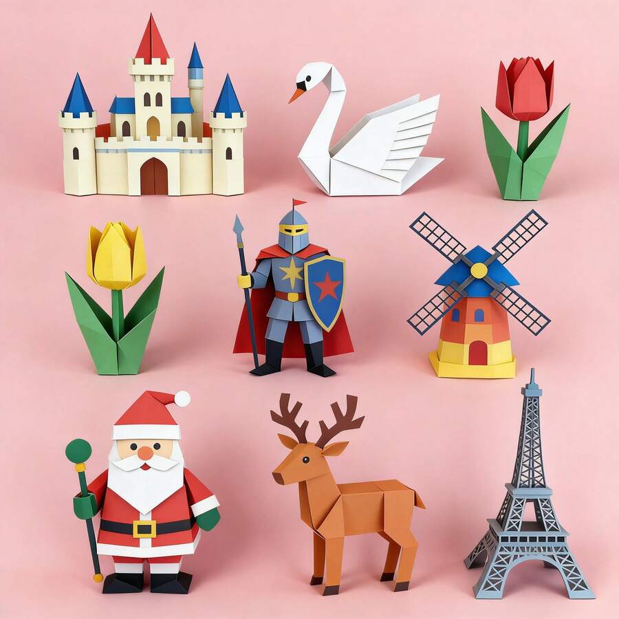 Sách gấp giấy Origami cho trẻ từ 3 tuổi trở lên, sách gấp giấy giúp tập trung tĩnh lặng với các đường gấp và hướng dẫn nếp gấp được in sẵn, sách hoạt động thủ công sáng tạo cho trẻ mầm non, giúp học tập sớm và chơi đùa thư giãn. - 1 Cuốn sách ngẫu nhiên - Xem 1