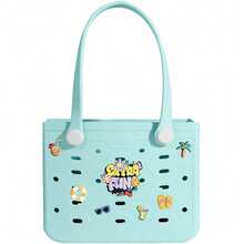 EVA Women's Tote Bag - Oversized Solid Color Beach Purse, Waterproof & Sandproof, Lightweight & Washable, Open Design For Easy Packing, DIY Customizable, Suitable For Pool, Camping, Shopping, Sports, Travel - Nhiều màu - Xem 44