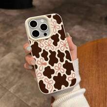 Cow Pattern 1pc TPU Material Elegant Brown Cow Print Bow Tie Full Print Phone Case Suitable For IPhone 17 Pro Max/17/16 Pro Max/15/13/12/11, S20 FE/A15/S24/A55, Note 11/Note 12/Note 13 Pro, Shock-Proof Soft Protective Cover - White - View 4