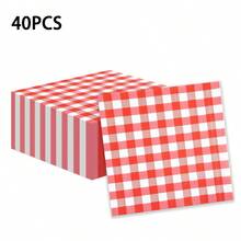 10/20/40 chiếc khăn giấy dùng một lần kẻ caro đỏ/xanh dương - Khăn giấy kẻ ô đỏ trắng dùng cho tiệc nướng, dã ngoại, nhà vệ sinh, sinh nhật, tiệc cưới, ăn uống - mô - Xem 14