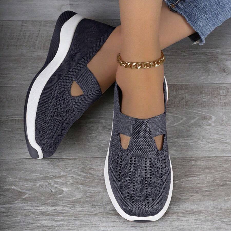 2025 Autumn/Winter New Women's Casual Sports Shoes, Wear-Resistant And Non-Slip Slip-On Women's Flat Shoes, Suitable For Indoor Gym, Office Work, Kitchen Work, Nursing Women's Loafers, Hiking, Outdoor Climbing, Christmas Gifts, Mother Shoes, Mother Shoes, Women's Shoes - 灰色 - 查看 1